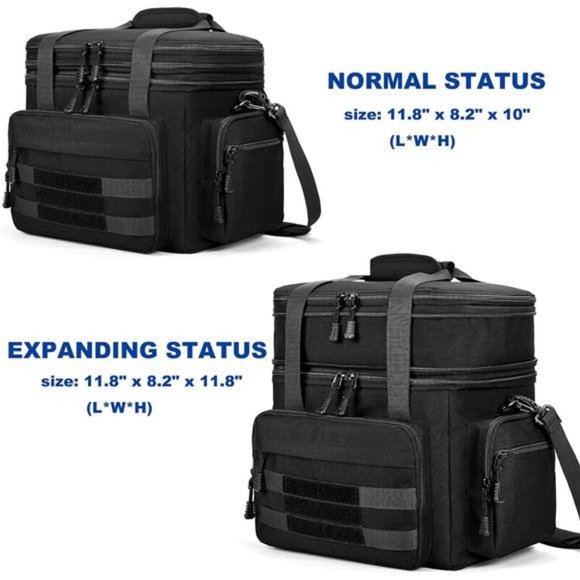 Expandable Tactical Lunch Box for Men, Large Insulated Lunch Bag (Black, 19L) - Picture 5 of 7